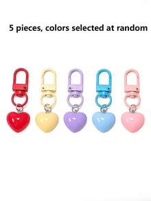 Minimalist Cute Y2K Heart Pendant Keychain, Backpack & Key Decor, Candy Color Random Keychain Set, Colorful Resin Heart Charm With Metal Clasp, Women's Aesthetic Pastel Key Ring, 2026 Backpack, Handbag, Phone Charm Accessory - Multicolor - View 23
