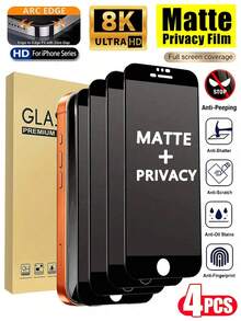 4pcs Matte Ceramic Frosted Privacy Screen Protector, Full Coverage, Delicate Touch, Smooth Texture, Anti-Fingerprint Anti-Glare, Ensures Privacy, Easy Installation, Long-Term Comfortable Use, Suitable Compatible With Iphone 17 Pro Max/17 Pro/17 Air/17/16E/16Pro Max/16 Pro/16 Plus/16/15 Pro Max/14 Pro Max/14/13/12/11. Phone Accessories And Compatible With Phone Cases, Perfect Gift For Family And Friends - Black - View 37