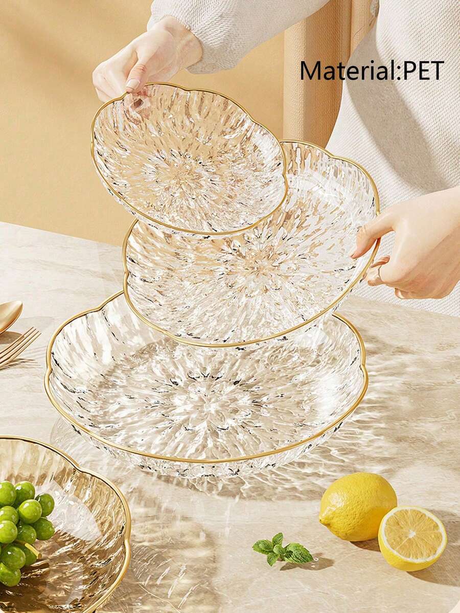 Attractive Living Room Fruit Plate, Glacier Pattern Dried Fruit Plate, Dining Table Bone Plate, Cake Snack Plate - Multicolor - View 1