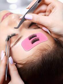 1 Set Reusable Silicone False Eyelash Extension Kit - Pink, Includes Lash Pad & Glue Applicator, Hypoallergenic Alcohol-Free - Multicolor - View 2