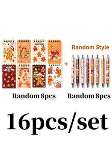 1set, Gingerbread Man Pen And Notebook For Christmas Gift, Gingerbread And Christmas Tree Patterns Gift Packs, Suitable For Xmas Party Suppleis, For Christmas Party Gifts, Gingerbread Themed Events And Classroom Rewards - Gingerbread Man Notebook and Pen Set - View 11