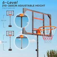 AIYAPLAY Basketball Hoop Outdoor, 210-260cm Height Adjustable Basketball Hoop And Stand With Wheels, Larger Base, For 6+ Years, Red - Red - View 3