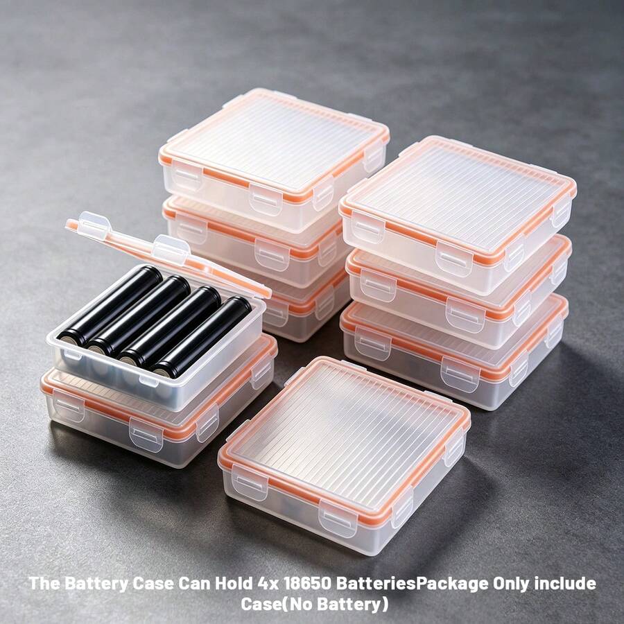 4-Slot 18650 Battery Storage Box, Transparent PP Waterproof Battery Case, Dustproof & Moisture-Proof Protective Carrying Box, Suitable For 18650 Rechargeable Batteries, Portable Battery Storage Container - White - View 1
