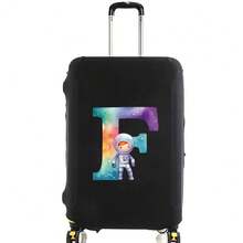 Elastic Luggage Cover, Cute Astronaut Galaxy Initial Print, Black Scratch-Resistant Luggage Protector, Travel Accessory, Luggage Not Included - Black - View 57