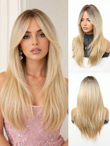 1PC 22 Inch Long Synthetic Wig, Natural Straight Style, Stunning Brown Color Wig. (Multiple Colors Available)With Bangs Design, This Wig Piece Is Perfect For Women's Daily Wear, Parties And Cosplay, Providing A Natural And Durable Wig Gift. - Multicolor - View 17