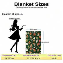 1pc Christmas Green Background Gingerbread Man Snowman Candy Cane Digital Print Flannel Blanket - Modern Style, Comfortable Soft Polyester Knit Fabric For All Seasons, Multi-Purpose, Suitable For Sofa, Bed, Travel, Camping, Chair, Gift Blanket - Green - View 11