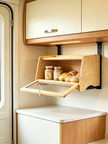 Bread Box With Transparent Window, Large Capacity Bread Storage Box For Kitchen Countertop, Farmhouse Style Kitchen Food Freshness Box, Easy To Clean, Flip Lid Cake Storage Box, Bread Freshness Food Storage Container - View 4