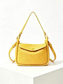 High-Quality Minimalist Retro Woven Pattern Shoulder Crossbody Bag Large Capacity Handbag Square Bag Premium Texture Elegant Women's Bag - Multicolor - View 4