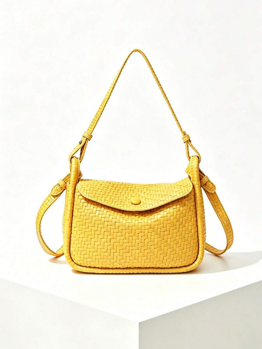 High-Quality Minimalist Retro Woven Pattern Shoulder Crossbody Bag Large Capacity Handbag Square Bag Premium Texture Elegant Women's Bag - Multicolor - View 1