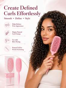 Vented Curl Defining Brush, Smoothing Styling Brush With Side Teeth & Pointed Tail For Curly, Wavy & Coily Hair, Sectioning, Shaping, Detangling & Daily Styling, Multi-Color Options - Curling Iron - View 4