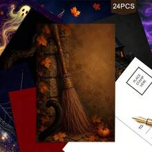 24pcs + 1 Amplop Merah Kartu Pos Halloween Misterius, Elemen & Penyihir dengan Teks Gang Hantu, Cocok untuk Teman, Perayaan Halloween, Gaya Seni Fantasi Gelap - Set - View 7