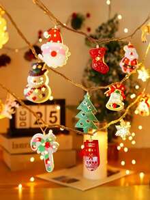 Lampu Hias Natal, Lampu Gantung Besi Dekoratif LED | Fitur Termasuk Santa Claus, Manusia Salju, Pohon Natal, Rak, Kotak Hadiah, Rusa Kutub, Sarung Tangan, Liontin Berongga Permen Tongkat | Cocok Untuk Perapian, Jendela, Kamar Tidur, Ruang Tamu - Natal - Kerajinan Besi - View 2