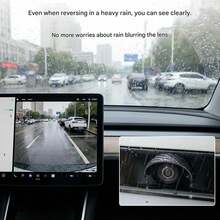 4pcs Rear Camera Rain Cover, With Curved Black PVC Sunshade, Adhesive Backing Rear Lens Protector, Suitable For Outdoor Parking Rearview Camera, Car Reverse Rain Cover, Black PVC Adhesive Rain Cover - One Size - View 4