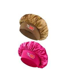 1/2/3pcs Printed Battery Power Pattern Satin Sleep Cap, Loose Elastic Band Hair Bonnet, Suitable For Hair Care, Daily Home Wear And Relaxation - Multicolor - View 22
