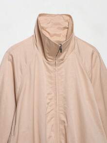 CAREE Women's Autumn/Winter Apricot Lapel Front Zipper Raglan Sleeve Loose Short Jacket - Apricot - View 4