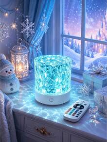 16 Color Wave Projection Night Light, USB Plug-In LED Water Ripple Projection Lamp With Remote Control, 360° Rotating Dynamic Atmosphere Light, Bedroom Home Party Decoration Gift - Multicolor - View 1