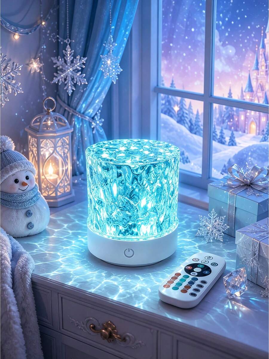 16 Color Wave Projection Night Light, USB Plug-In LED Water Ripple Projection Lamp With Remote Control, 360° Rotating Dynamic Atmosphere Light, Bedroom Home Party Decoration Gift - Multicolor - View 1
