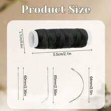 Wig Making Supplies Kit, Black Mesh Wig Net Base, Curved Sewing Needles, Weaving Thread & Needle Threader, DIY Wig Making Hair Weaving Tools For Braids Hair Extension - View 5