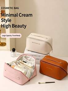 1pc Pillow Makeup Bag, Large Capacity Portable Handheld Toiletry Bag, Waterproof PU Cosmetic Storage Bag For Women, Suitable For Daily Use And Travel - Multicolor - View 3