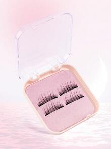 MAANGE 1 Pair Magnetic Eyelashes (Round Box With Applicator), Cat Eye Style, Natural & Thin, Reusable, Portable, No Glue Needed, No Makeup Remover Needed, Comfortable All-Day Wear. Suitable For Women's Travel, Party, Work, Pink Women's Gift, False Eyelashes, Eyelashes - Black - View 12