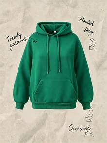 Fall/Winter Unisex Hooded Sweatshirt, "Son Of Chaos" California Skull Graphic, Oversized Fit, Y2K Style - Dark Green - View 5