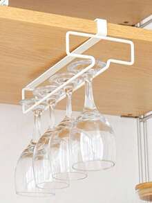 3/1pc Single Row Cup Rack, Inverted Cup Holder, Creative European Style Wine Glass Storage Rack, Kitchen Accessories, Bar Supplies, Space-Saving Home Storage Organizer, Valentine's Day Gift, Party Decor, Birthday Decor, Outdoor, Camping - Black - View 12