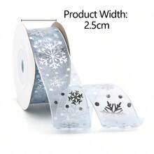4 Rolls/1 Roll Winter Snowflake Chiffon Ribbon Silver Glitter Organza Satin Ribbon DIY Gift Wrapping Bows Christmas Tree Decoration - Multicolor - View 11