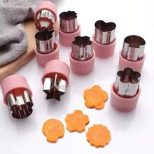 8pcs Non-Pressable Fruit & Vegetable Cutter, Home Decorative Press Mold, Carrot Cucumber Apple Strawberry Shaped Slicer, Kitchen DIY Bento Decoration Plating Tool, Flower Star Butterfly Animal Shaped Fruit & Vegetable Press Cutter - View 8