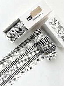 Boxed Vintage Plaid Washi Tape, Minimalist Washi Tape, Student Stationery, DIY Scrapbook Gift Box Decoration Handmade Stickers - Multicolor - View 7