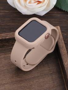 2合1運動矽膠錶帶與錶殼套組，相容 40mm、41mm、42mm、44mm、45mm、46mm 與 49mm 尺寸，柔軟舒適鉚接矽膠錶帶搭配防震鏤空矽膠保護殼，相容 Series Ultra/12/11/10/9/8/7/6/5/4/SE 機型，防水運動錶帶與錶殼套組，適合男士與女士 - 矽膠錶帶+錶殼-奶茶色 - 查看 5