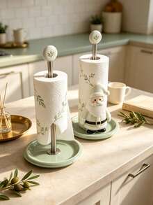 Christmas Decoration Kitchen Paper Towel Holder - Desktop Tabletop Roll Holder (Combines Display And Storage Functions), Fun Santa Claus Design, Suitable For Kitchen, Bathroom, Living Room And Dining Room, Decorative Ornament To Create A Warm Christmas Atmosphere - Multicolor - View 3