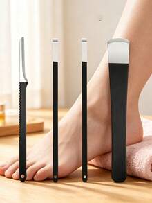4pcs Stainless Steel Foot Care Set, Foot Beauty Kit, Foot Callus & Hard Skin Remover, Includes Toe Nail Scraper, Nail Cleaning Tool, Fragrance-Free, Suitable For Home And Salon Use - Multicolor - View 1