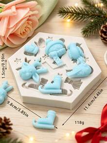 Christmas Sleigh Snowman Reindeer Silicone Mold, Non-Stick Fondant Cake Candy DIY Tool - Beige - View 3