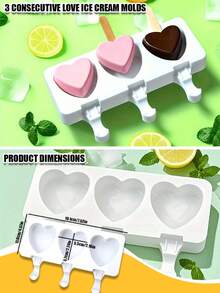 3-Cavity Heart-Shaped Ice Cream 3D Waffle Mold, Reusable, Heat-Resistant, Oven, Dishwasher, Microwave And Refrigerator , Suitable For Pudding, Cake, Soap, Candle And Bread, Multi-Functional Non-Stick Baking And DIY Mold, Perfect For Creative Dessert Making, Silicone Baking Mold, Homemade Delicious Dishes, Embossed Pattern, Easy Release - Multicolor - View 4