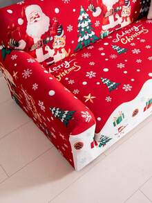 1pc Christmas Santa Claus Sofa Cover, Anti-Scratch & Anti-Bite For Cats And Dogs, Elastic Spandex Sofa Protector For Living Room, L-Shaped Chaise Lounge Sofa Pad, Full Coverage For 1/2/3/4 Seater - Red - View 6