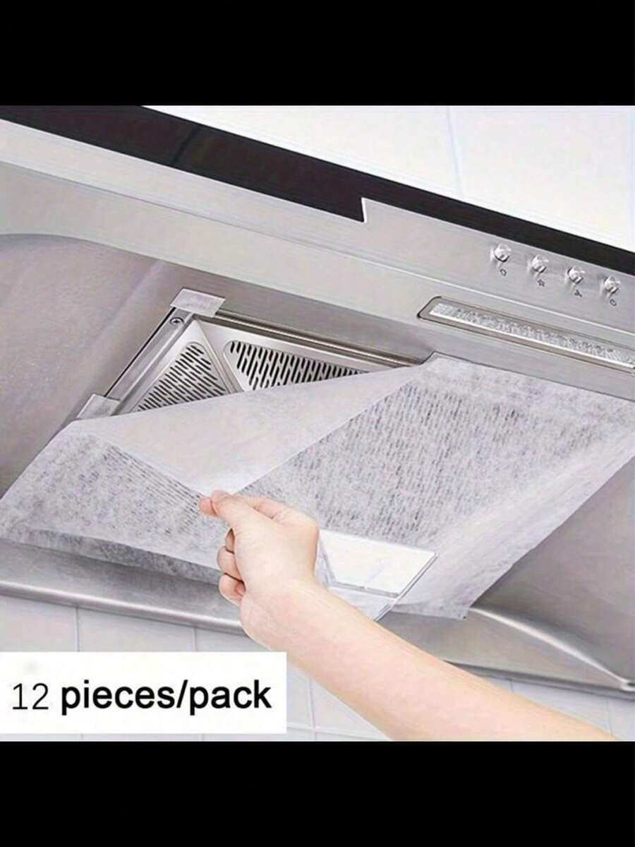 12 lembar Kertas Penyaring Minyak Penghisap Asap Dapur, Penutup Debu Kain Non-Woven, Tahan Panas, Dekorasi Rumah, Hadiah Natal, Hadiah Rumah Tangga, Dekorasi Ruangan - A - View 1
