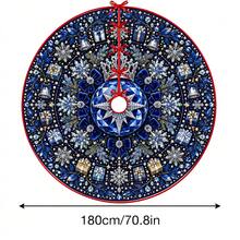 1pc Patterned Christmas Tree Skirt, Elegant Color Holiday Decor, 5 Sizes, Unisex Holiday Gift, Suitable For Home And Party Christmas Home Decoration - Luxury Sapphire Crown - View 13