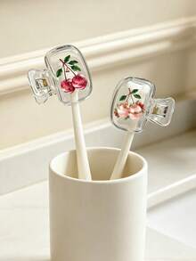 Cherry Pattern Portable Toothbrush Head Protective Cover, Cute Cherry Pattern Storage Box, Reusable Travel Toothbrush Case, Mini Storage Box, Toothbrush Protective Cover Holder, Essential Bathroom Accessory, With Dual Drainage And Ventilation Functions, Suitable For Home, Bathroom, Dorm, Hotel, Graduation Season, Back To School Season, Office And Travel, Cute Toothbrush Head Storage Box, Ideal Choice For Bathroom Storage, Suitable For Home And Dorm Use, Protects Your Toothbrush Cleanliness, Cares For Your Oral Health. - Multicolor - View 6