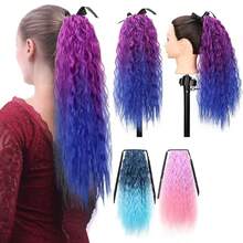 Halloween Colorful Ponytail, Corn Curl Long Curly Voluminous Ponytail, Fireworks Curl Wig Ponytail Hair Clip Hair Accessory - Black - View 12