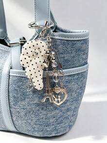 1pc Fashion Polka Dot Wing Beaded Chain Pendant Bag Charm Keychain Accessory, Suitable For Women's Shoulder Bag, Tote Bag, Keychain - Multicolor - View 5
