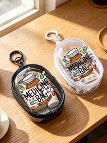 Transparent Pill Bag With Keychain, Printed With Pill Bottle Pattern, Portable Jewelry And Pill Box, Medication Storage Compartment, Mini Storage Box, Portable Jewelry And Pill Box, Travel Pill Box, Large Capacity Compartment, Weekly Medication Organizer, Suitable For Daily Medication, Doctors And Nurses, Thanksgiving Gift For Friends - Multicolor - View 6