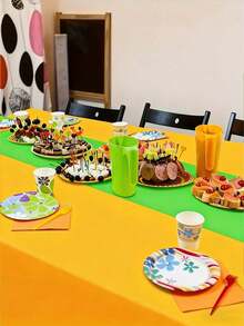 1pc Colorful Plastic Tablecloth, Elegant Rectangular Table Cover, Suitable For 60s Theme Party, Wedding, Birthday, Graduation Ceremony, Halloween, Easter, Size: 137x274cm, Easy To Clean - View 8