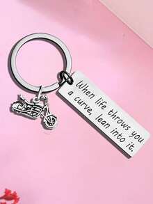 1pc/6pcs/15pcs/24pcs Keychain, When Life Gives You Challenges, Face Them Head-On, With Motorcycle Pendant, Gift For Motorcycle Enthusiasts And Riders - Silver - View 4