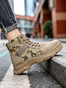 Men High-Top Leather Riding Boots - Coffee - View 3
