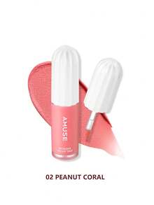 AMUSE Smooth Velvet Lip Gloss 02, Velvet Matte Texture, Covers Lip Lines, Long-Lasting, 2-In-1 Lip And Cheek Tint, Long-Lasting Color, Portable Touch-Up Design. Korean Beauty, 3.3g / 0.11oz - PEANUT CORAL - View 4