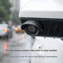 4pcs Rear Camera Rain Cover, With Curved Black PVC Sunshade, Adhesive Backing Rear Lens Protector, Suitable For Outdoor Parking Rearview Camera, Car Reverse Rain Cover, Black PVC Adhesive Rain Cover - One Size - View 7