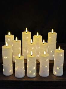 2/4/5/8/12pcs Fairy Candle Lights, With Timer Remote Control, Embedded Twinkle String Lights, Battery Powered, Suitable For Home, Halloween, Christmas, Valentine's Day, Mother's Day, Birthday, Wedding, Party - White - Exterior String Lights - View 6