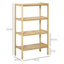 4-Tier Bamboo Bookshelf 62x33x112cm For Office Storage Kitchen Natural - Natural Color - View 3