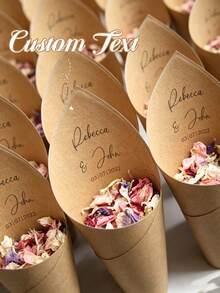 30/20/10/5/1 Pc Custom Flower Petal Cones, Custom Your Name & Date, Suitable For Send-Off Petals And Confetti, Anniversary Decorations, Wedding Decorations, Party Decorations. - Multicolor - View 4