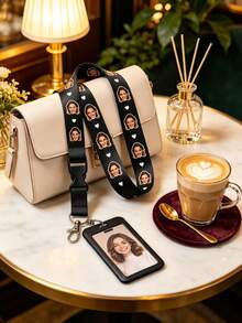 Personalized Custom Photo Face Lanyard, Detachable Neck Strap, Multiple Colors Available, Custom Image Printed Lanyard, Suitable For ID Cards, Phones, Keys, Unique Gift - Multicolor - View 3